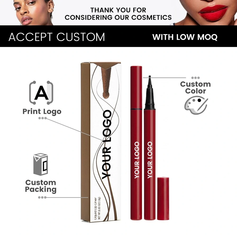 Private Label No Logo Gothic Style Matte Liquid Lip Liner, Waterproof Smooth Highly Pigmented Precise Lip Contour Makeup