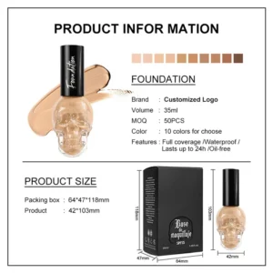 Private Label No Logo Hydrating Matte Liquid Foundation, Oil Control Full Coverage Long Wear Transfer Resistant Base Makeup