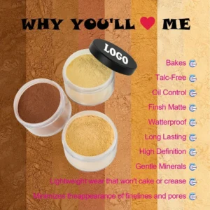 Private Label No Logo Large Capacity Clear Waterproof Oil Control Loose Setting Powder, Non-Caking Long Lasting Facial Finishing Powder