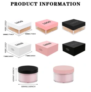 Private Label No Logo Large Capacity Clear Waterproof Oil Control Loose Setting Powder, Non-Caking Long Lasting Facial Finishing Powder