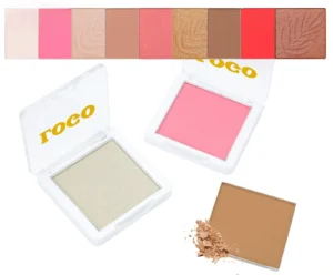 Private Label No Logo Low-Saturation Matte Blush & Highlight Palette, Multi-Use Natural Nude Facial Rouge Makeup