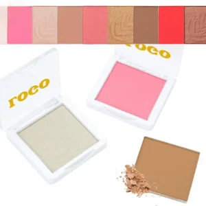 Private Label No Logo Low-Saturation Matte Blush & Highlight Palette, Multi-Use Natural Nude Facial Rouge Makeup