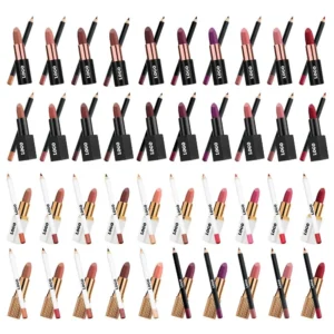 Private Label No Logo Velvet Matte Non-Transfer Lipstick & Lip Liner Matching Long Wear Cup Proof Lip Makeup Set