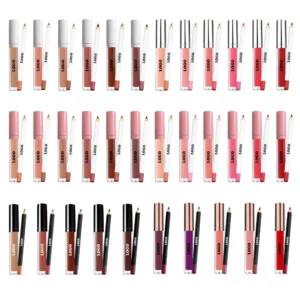 Private Label No Logo Waterproof Matte Lip Liner & Non-Transfer Lip Gloss Set, Fade Resistant Precise Lip Contour Long Wear Makeup