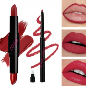 Private Label No Logo Matte Non-Transfer Lipstick & Lip Liner Set, Hydrating Nourishing Long-Lasting Lip Cosmetic Kit