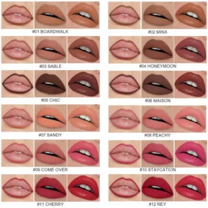 Private Label No Logo Matte Non-Transfer Lipstick & Lip Liner Set, Hydrating Nourishing Long-Lasting Lip Cosmetic Kit