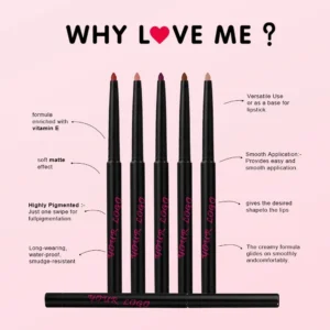 Private Label No Logo Waterproof Matte Plumping Lip Liner with Sharpener, Long Wear Precise Lip Contour Pencil