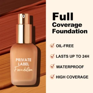 Private Label No Logo Matte Liquid Foundation, Long Lasting Transfer Resistant Oil Control Full Coverage Base Makeup