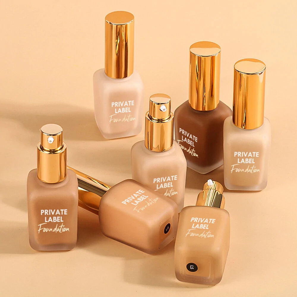 Private Label No Logo Matte Liquid Foundation, Long Lasting Transfer Resistant Oil Control Full Coverage Base Makeup