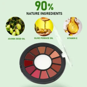 Private Label No Logo Waterproof Color-Lock Matte Multi-Shade Lipstick Palette, Non-Transfer Long-Lasting Cup-Proof Lip Cosmetic