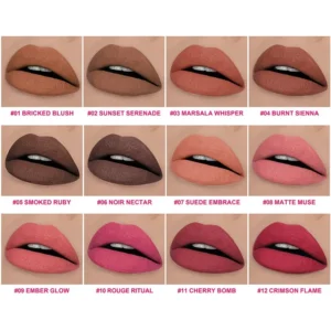 Private Label No Logo Waterproof Color-Lock Matte Multi-Shade Lipstick Palette, Non-Transfer Long-Lasting Cup-Proof Lip Cosmetic