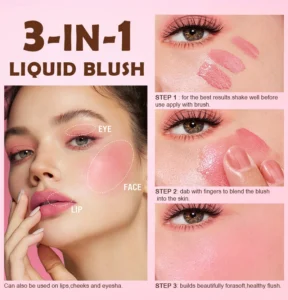 Private Label No Logo Multi-Use Low-Saturation Liquid Blush, Matte Shimmer Long-Lasting Natural Nude Facial Rouge Makeup