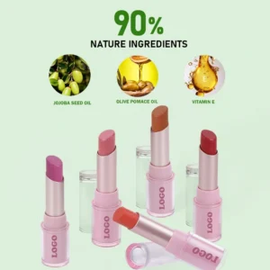 Private Label No Logo Shimmer Hydrating Plumping Lipstick, Long Wear Nourishing Tinted Lip Balm Daily Lip Care