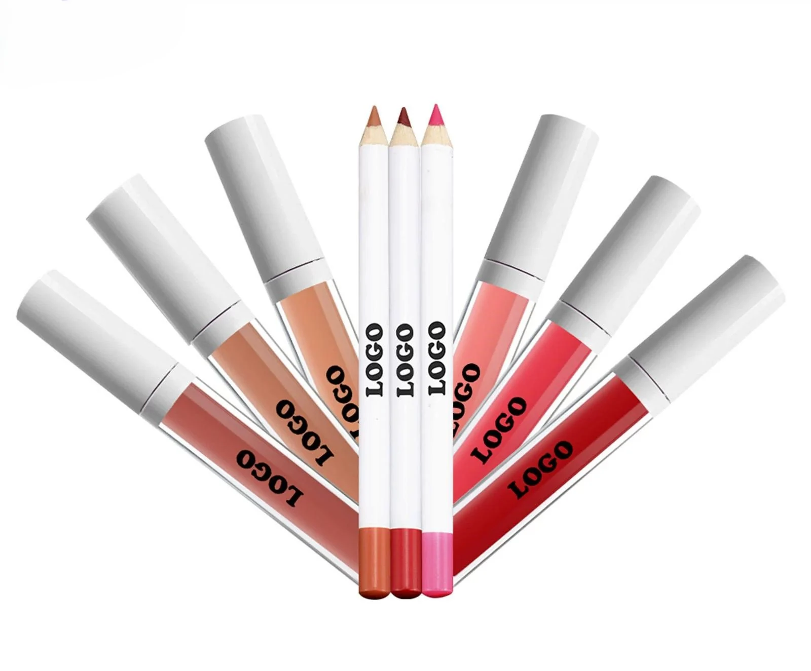 Private Label No Logo Waterproof Plumping Lip Liner & Matte Lip Gloss Set, Non-Transfer Fade-Resistant Precise Lip Contour Makeup