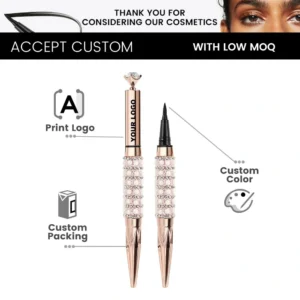 Private Label No Logo Waterproof Black Liquid Eyeliner Pen, Quick Dry Smudge Resistant Highly Pigmented Eye Makeup