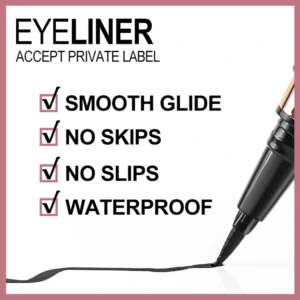 Private Label No Logo Waterproof Black Liquid Eyeliner Pen, Quick Dry Smudge Resistant Highly Pigmented Eye Makeup