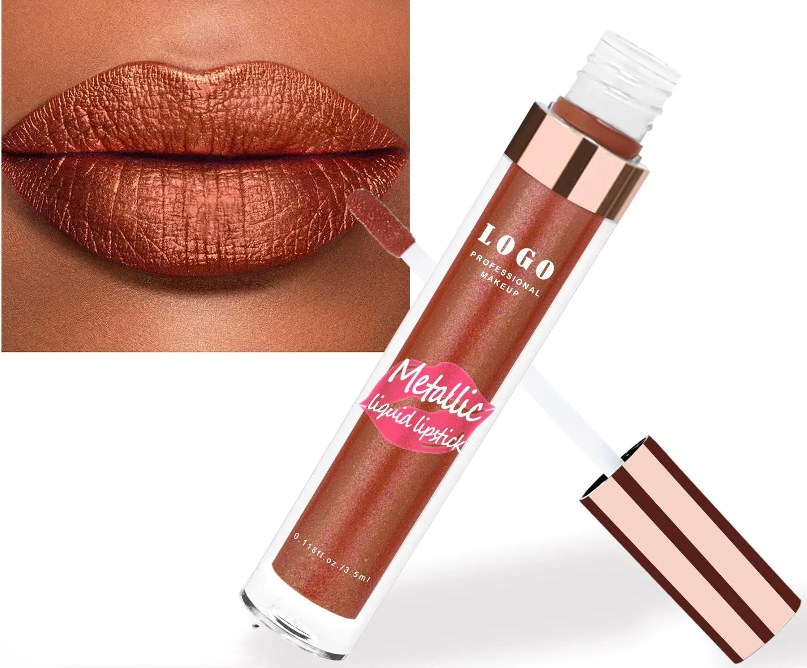 Private Label No Logo Shimmer Non-Transfer Liquid Lip Gloss, Cup-Proof Long-Lasting Radiant Hydrating Liquid Lipstick