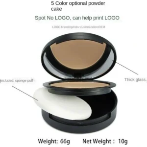 Private Label No Logo Single Matte Pressed Powder with Mirror & Powder Puff, Fine Texture Concealing Setting Makeup