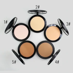 Private Label No Logo Single Matte Pressed Powder with Mirror & Powder Puff, Fine Texture Concealing Setting Makeup