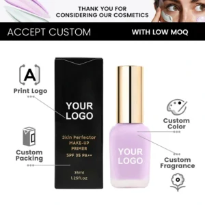Private Label No Logo Small Square Bottle Refreshing Hydrating Face Primer Isolation Cream, Smoothing Skin Tone Base Makeup