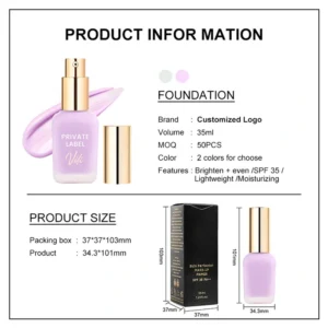 Private Label No Logo Small Square Bottle Refreshing Hydrating Face Primer Isolation Cream, Smoothing Skin Tone Base Makeup