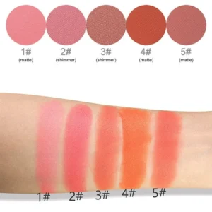Private Label No Logo Lightweight Smooth Shimmer Single Blush, Long Lasting Non-flying Powder Facial Rouge Makeup