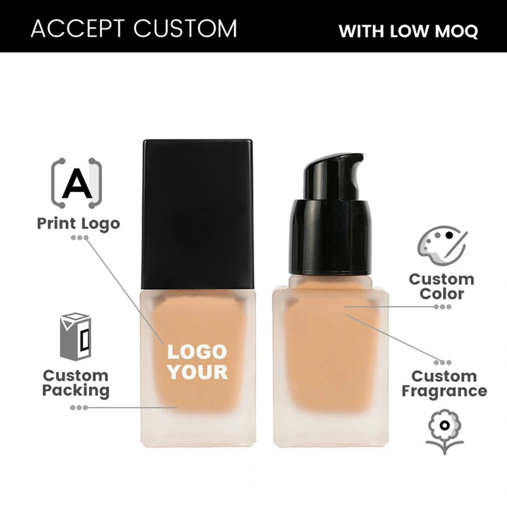 Private Label No Logo Square Tube Hydrating Lightweight Liquid Foundation, Natural Long Wear Full Coverage Concealing Base Makeup