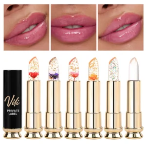 Private Label No Logo Clear Temperature Activated Flower Lipstick, Hydrating Natural Skin Tone Lip Balm