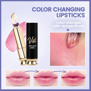 Private Label No Logo Clear Temperature Activated Flower Lipstick, Hydrating Natural Skin Tone Lip Balm