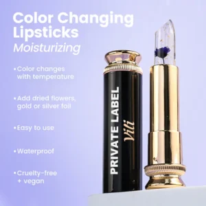 Private Label No Logo Clear Temperature Activated Flower Lipstick, Hydrating Natural Skin Tone Lip Balm