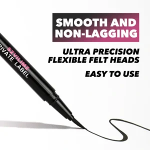 Private Label No Logo Ultra Fine Tip Quick Dry Waterproof Black Liquid Eyeliner, Smudge Resistant Long Lasting Eye Makeup