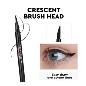 Private Label No Logo Ultra Fine Tip Quick Dry Waterproof Black Liquid Eyeliner, Smudge Resistant Long Lasting Eye Makeup