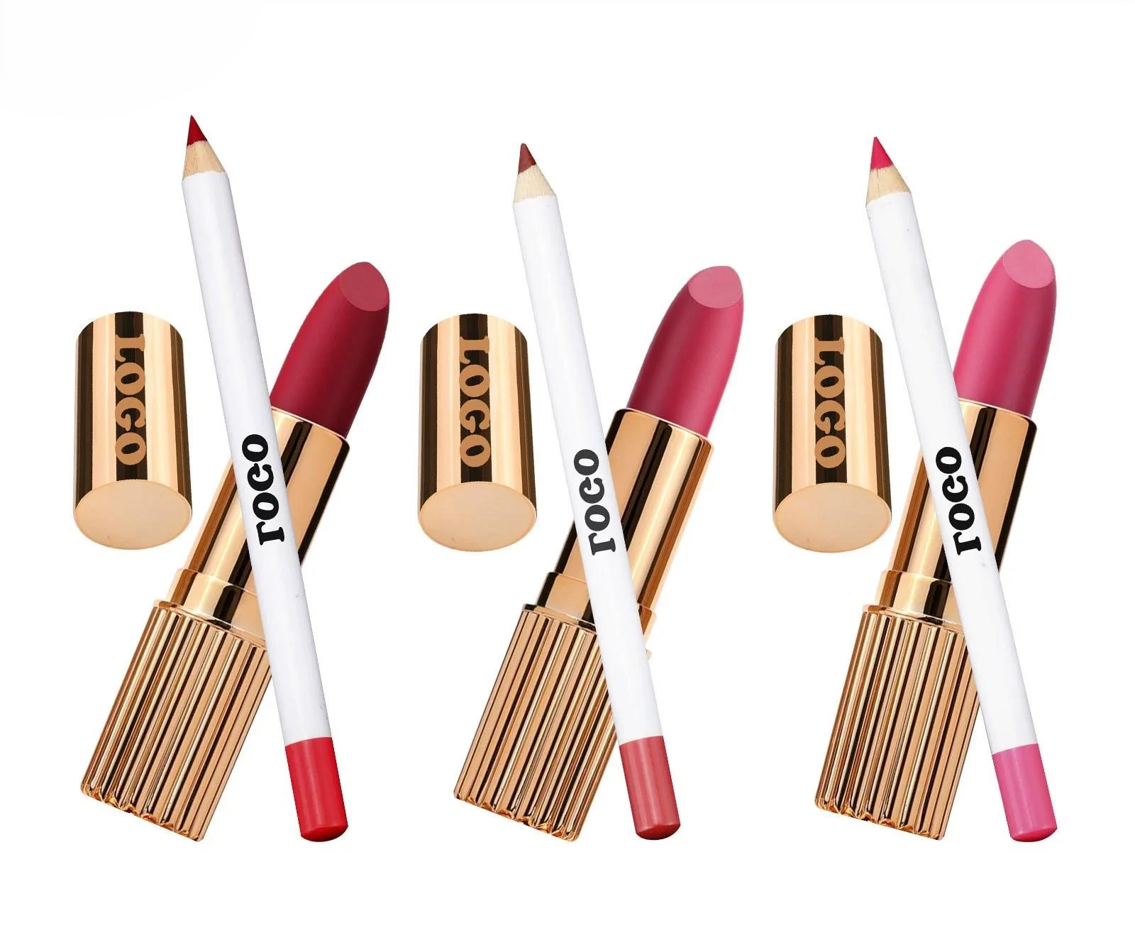 Private Label No Logo Waterproof Velvet Matte Non-Transfer Lipstick & Lip Liner Set, Cup Proof Fade Resistant Long Wear Lip Cosmetic