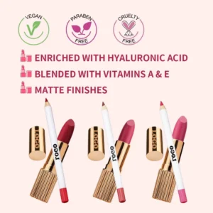 Private Label No Logo Waterproof Velvet Matte Non-Transfer Lipstick & Lip Liner Set, Cup Proof Fade Resistant Long Wear Lip Cosmetic