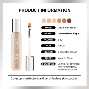 Private Label No Logo Waterproof High Coverage Liquid Concealer, Blemish Dark Circle Tattoo Covering Long Wear Facial Makeup