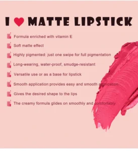 Private Label No Logo Waterproof Matte Lipstick, Non-Transfer Cup-Proof Fade-Resistant Hydrating Long-Wear Lip Makeup
