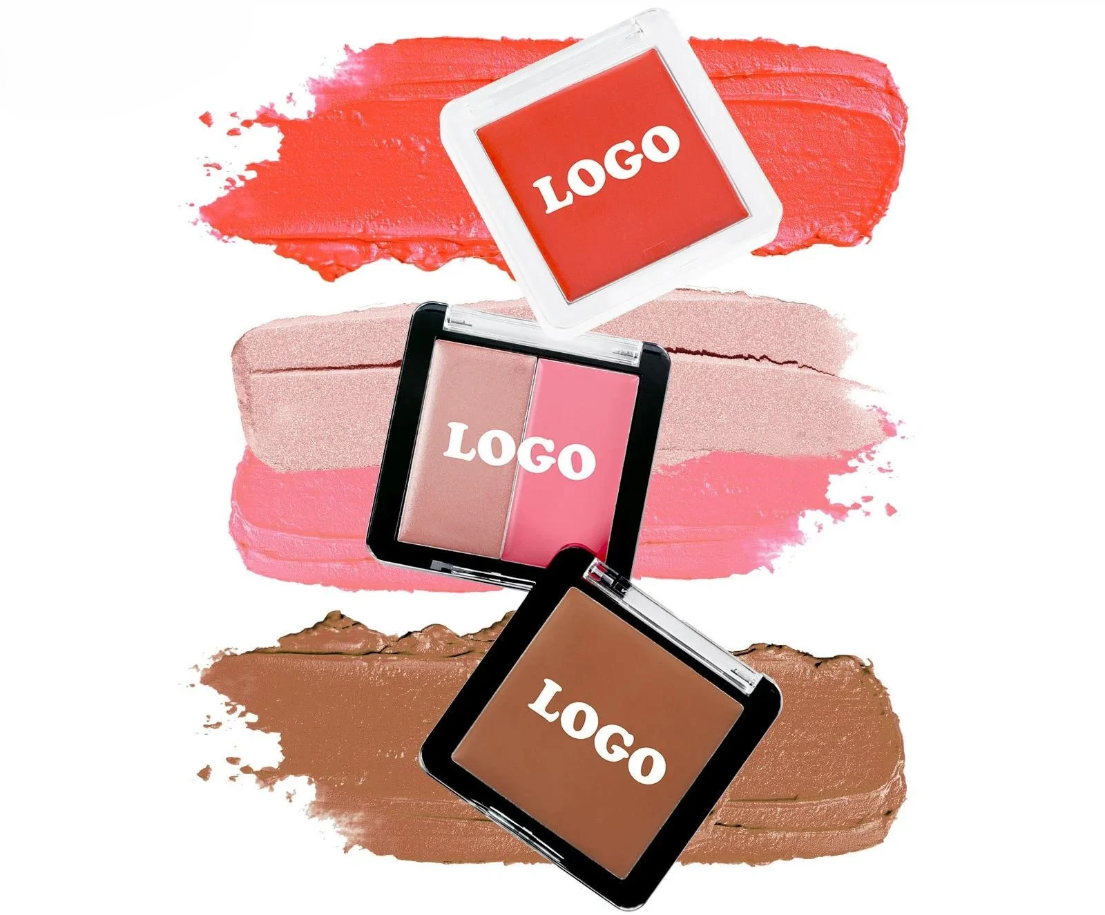 Private Label No Logo Waterproof Matte All-in-One Contour Highlight Cream Palette, Nose Shadow Facial Brightening 3D Sculpting Makeup