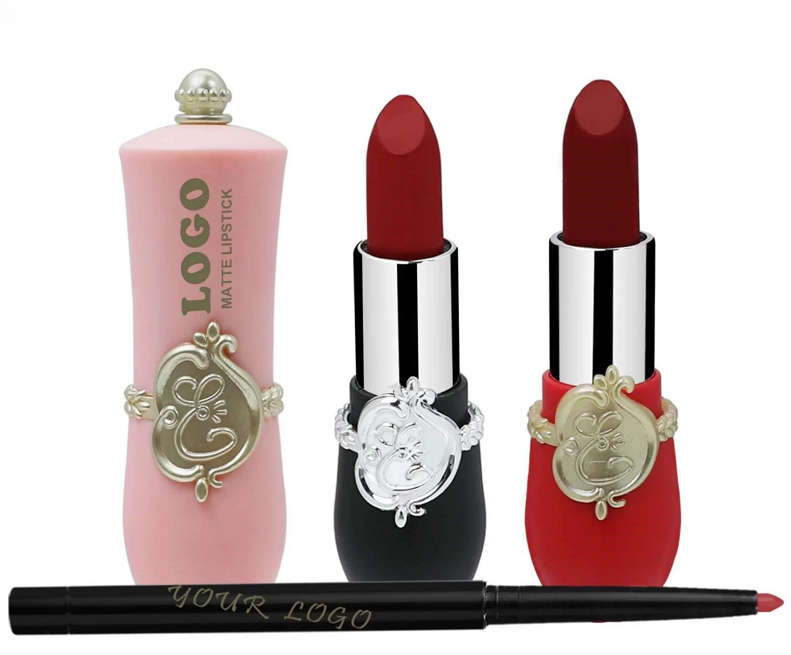 Private Label No Logo Waterproof Matte Non-Transfer Lipstick & Lip Liner, Cup Proof Long Wear Fade Resistant Lip Makeup Set