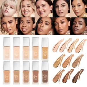 Private Label No Logo Waterproof Oil Control Liquid Foundation, Natural Brightening Full Coverage Long Wear Base Makeup