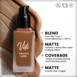 Private Label No Logo Waterproof Oil Control Liquid Foundation, Natural Brightening Full Coverage Long Wear Base Makeup
