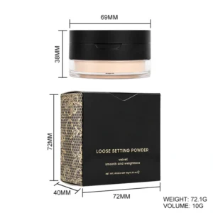 Private Label No Logo Waterproof Oil Control Loose Setting Powder, Concealing Transfer Resistant Long Lasting Facial Finishing Makeup