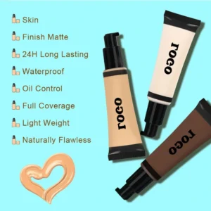 Private Label No Logo Waterproof Oil Control Matte BB Cream Foundation, Non-Caking Full Coverage Long Wear Hydrating Base Makeup