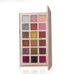 Premium Rose Gold 18 Shades Grid Eyeshadow Palette, Matte Shimmer Glitter Highly Pigmented Long Wear Eye Cosmetics