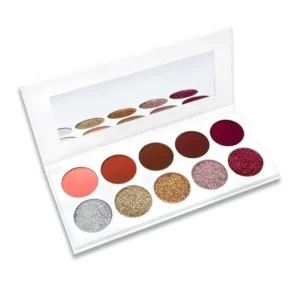 Private Label No Logo 10 Shades Mixed Glitter Matte Shimmer Eyeshadow Palette Long Wearing Eye Cosmetics
