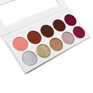Private Label No Logo 10 Shades Mixed Glitter Matte Shimmer Eyeshadow Palette Long Wearing Eye Cosmetics