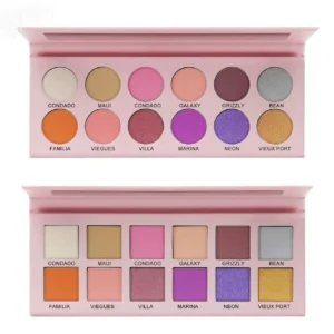 Private Label No Logo 12 Shades Multi-use Eyeshadow Palette with Contour & Highlight Pigmented Eye Makeup