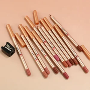 Private Label No Logo 12 Shades Matte Waterproof Wooden Lip Liner, Long Lasting Fade Resistant Lipstick Pencil Lip Makeup