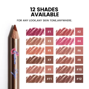 Private Label No Logo 12 Shades Matte Waterproof Wooden Lip Liner, Long Lasting Fade Resistant Lipstick Pencil Lip Makeup