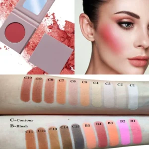Private Label No Logo 15 Shades DIY Contour & Blush Palette, Powder Brightening 3D Sculpting Face Makeup