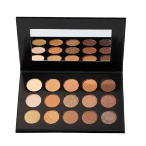 Private Label No Logo New 15 Shades Eyeshadow Palette, Black Leather Case Matte & Shimmer Nude Color Eye Makeup Cosmetics